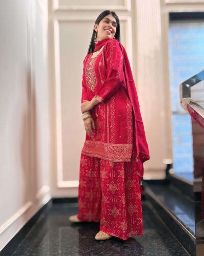Pink Bandhani Work 4-Piece Suit